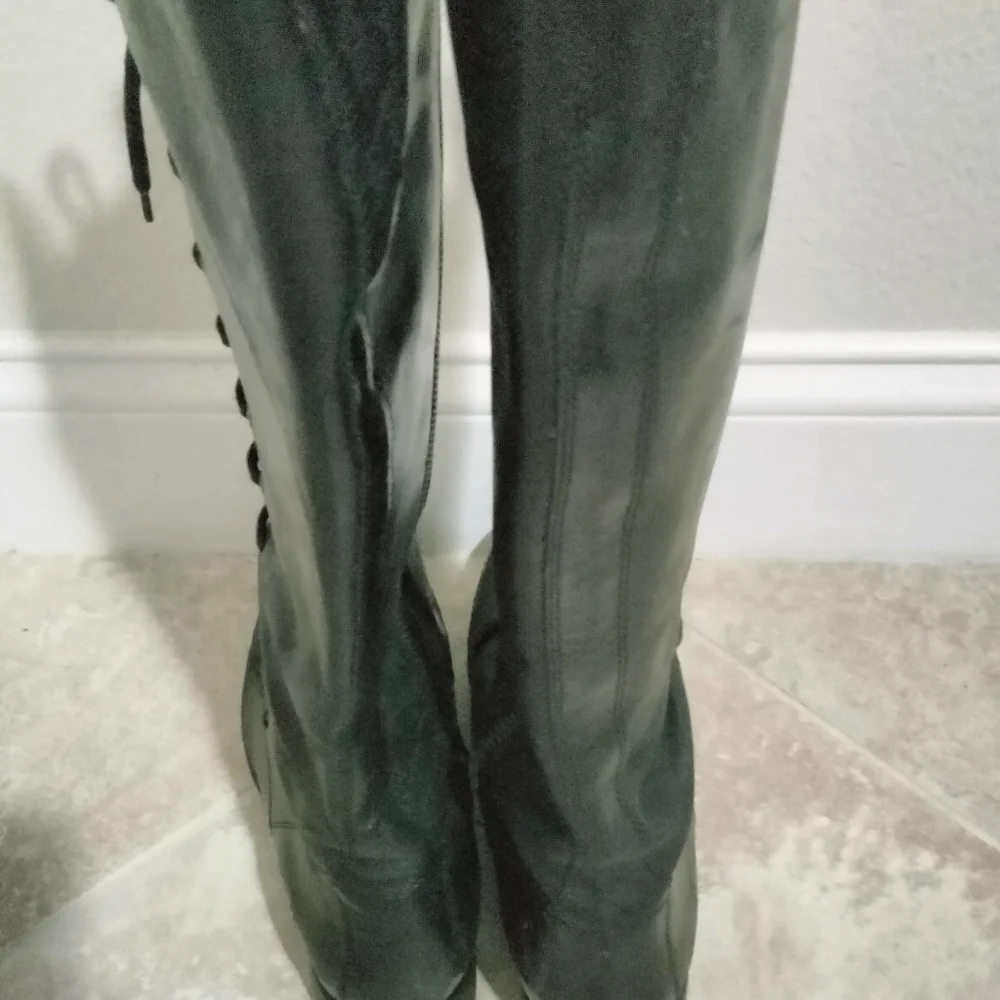 frye authentic leather size 10 lace up tall boots - Picture 4 of 8